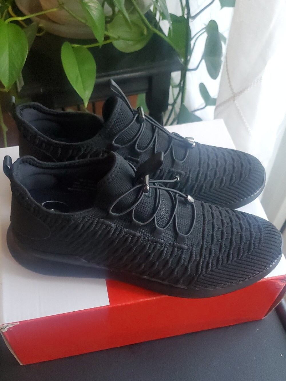 Women's Black Knit Athletic Sneakers - Lightweight Comfort